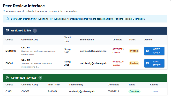 Alignify Peer Review Interface
